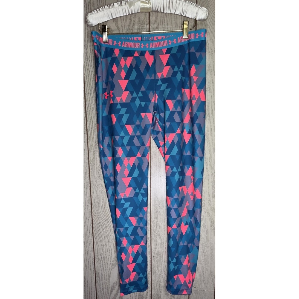 Under Armour Youth Girls XL Heat Gear Compression Leggings Multicolor Geometric
